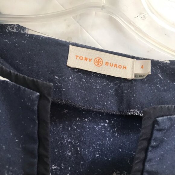 Tory Burch Antibes Poplin Cotton Top Tunic Check Shirt V Neck Slits Nautical 4 - Picture 7 of 16